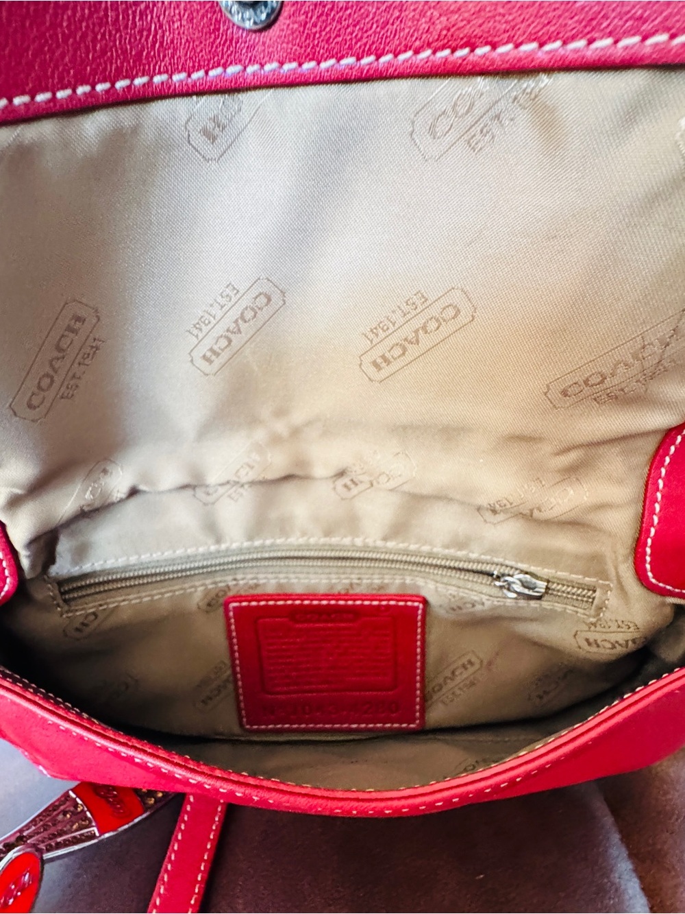 ♥️ Vintage Coach Soho Flap Shoulder Bag 4280 Red Glove Tanned Leather Y2K 2004 - Picture 4 of 12